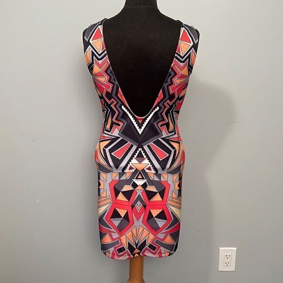 Orange & Black Aztec Print Mini Dress - Picture 4 of 10